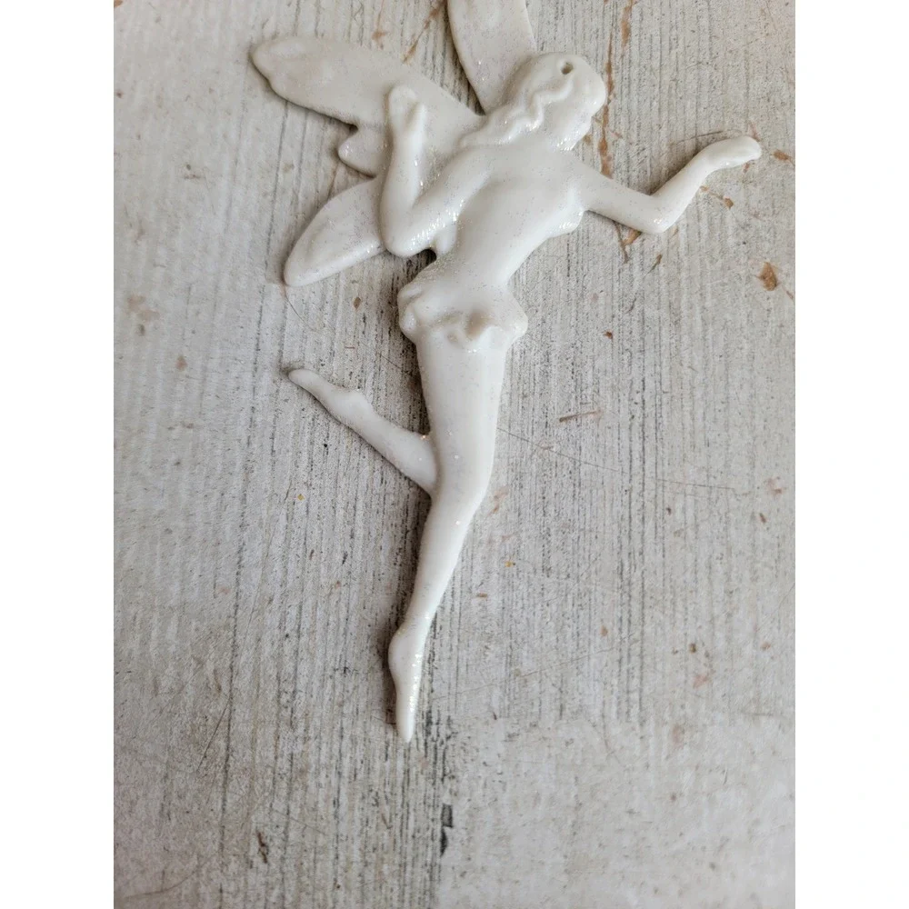 Vintage fairy white porcelain ornament Xmas elf pixie unique home decor figure